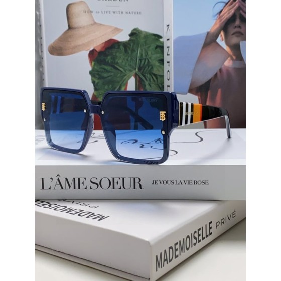 Burberry Blue Square Sunglasses with TB Logo Accents